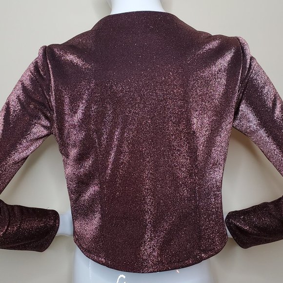 T Tahari Women's Bronze Shine Metallic Full Zip Cropped Jacket SZ XS - Picture 5 of 9